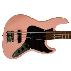 Jet Guitars JJB-300 PK Roasted Maple / Rosewood Bass Guitar - Pink